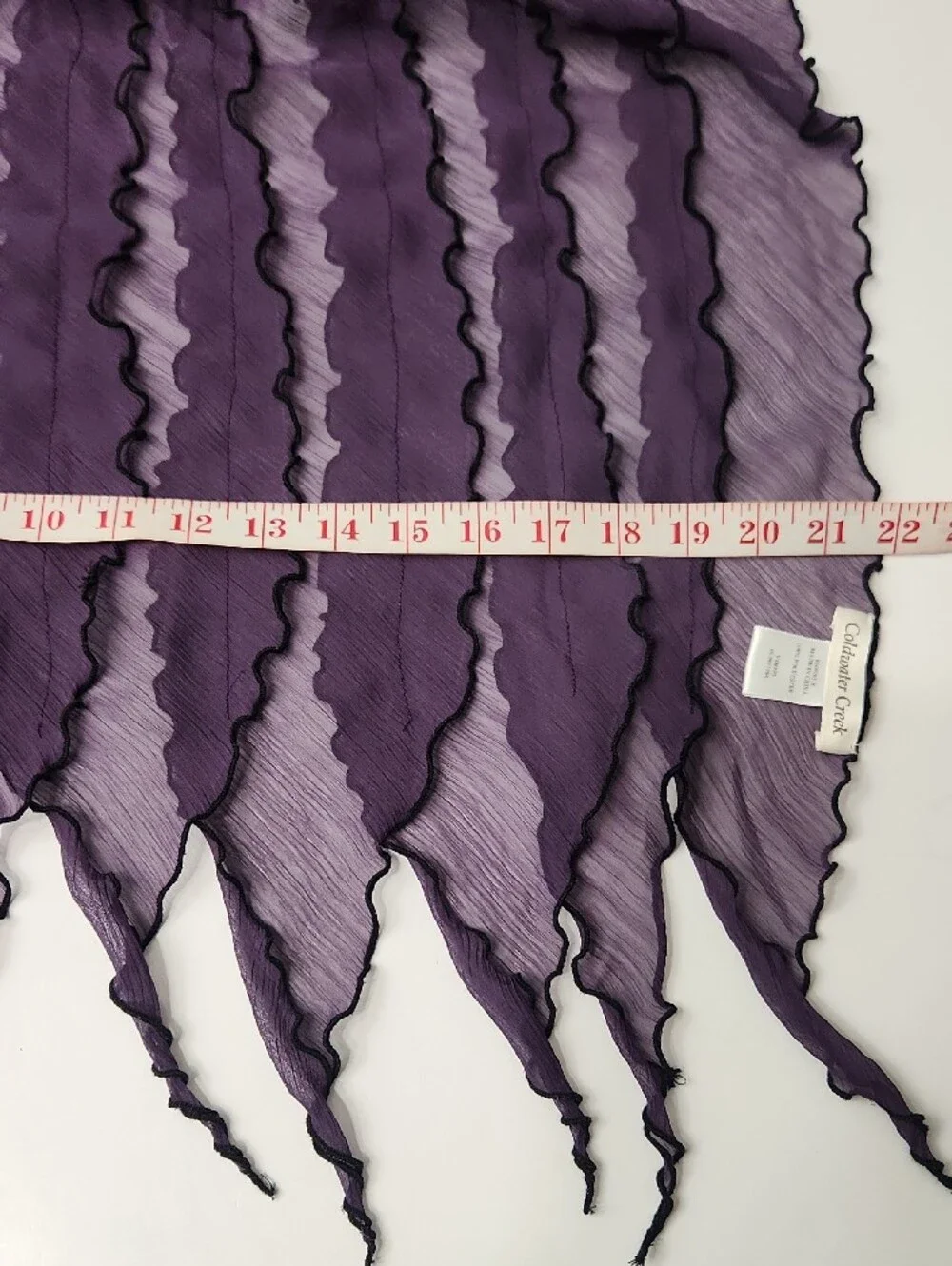 Coldwater Creek Eggplant Purple Scarf with Black Edge